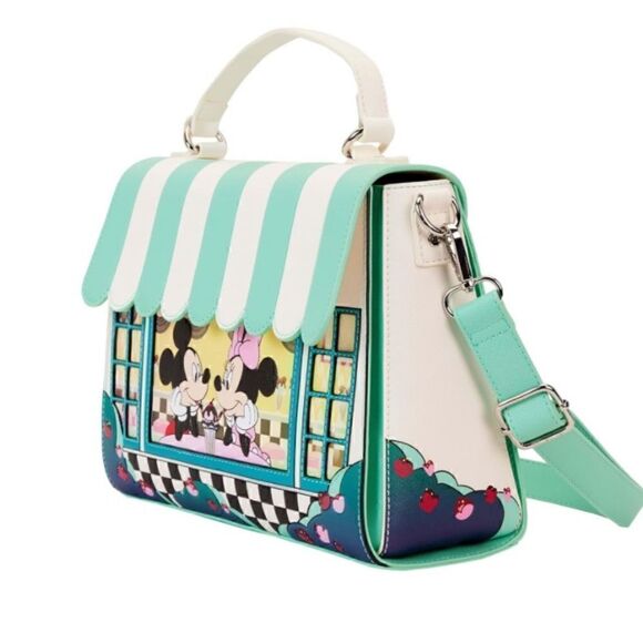 🎤🎬📀🎥Loungefly Mickey & Minnie Date Night Diner Crossbody Purse Disney - Picture 4 of 5